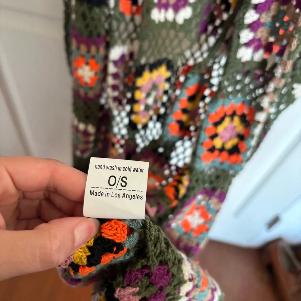 Jaded Gypsy Desert Sunset Duster Multicolor Crochet Cardigan Boho Bohemian Bold